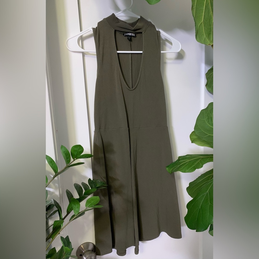 Express olive green keyhole dress
